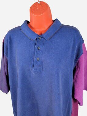 mens 90s Alexander Julian Colours blue & purple polo shirt Size XL